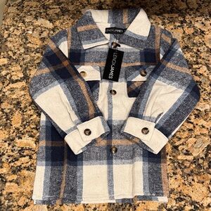 Lenox James Kids Plaid Shirt/Shacket  - Blue and Brown- 4T